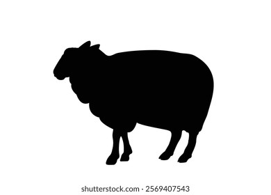 A silhouette of sheep and lamb farm animals vector illustration icon isolated on white background. sheep and lamb line art.