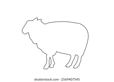 A silhouette of sheep and lamb farm animals vector illustration icon isolated on white background. sheep and lamb line art.