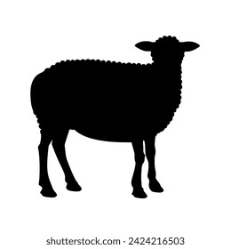 Silhouette of a sheep side view. Farm animal icon. Vector illustration isolated on a white background