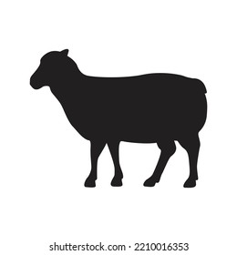 Silhouette of a sheep.Black icon logo sheep silhouette isolated on white background.Vector illustration