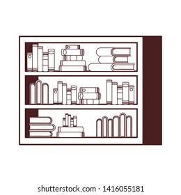 silhouette of shelving with books in white background