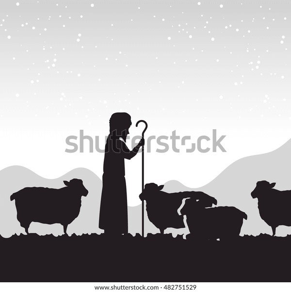 シルエット羊飼いのマンジャー のベクター画像素材 ロイヤリティフリー