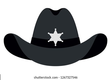 Silhouette Sheriff Hat Icon. Vector Isolated Object. Front View. Symbol of Wild West