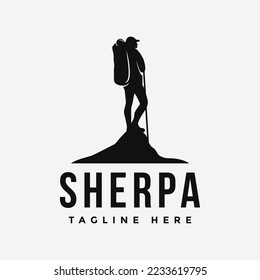 Silhouette Sherpa diseño simple del logotipo en fondo blanco