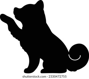 Silhouette of Shiba Inu shaking hands