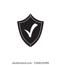 silhouette of shield with check symbol vector illustration design