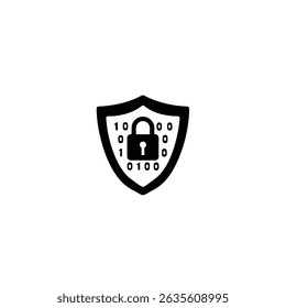 silhouette of shield for data protection on white background