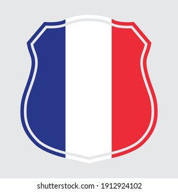 Silhouette of a shield with French flag. svg