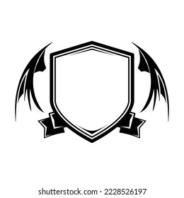 silhouette shield icon, border frame logo illustration, a simple vector design