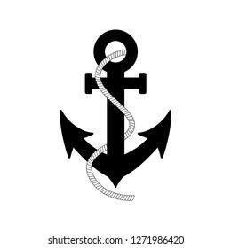 silhouette ship anchor logo, vector design