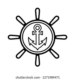 silhouette ship anchor logo, vector design