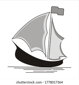 Silhouette of ship logo design  Traditional Sailboat from Asia / Africa