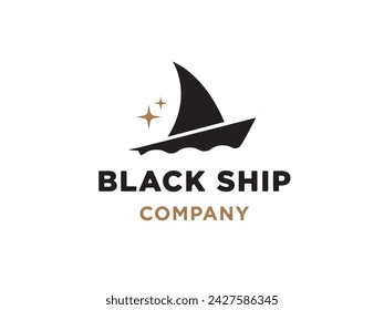  Silhouette ship Sailing Boat logo design, Traditional Sailboat from Asia Africa on the Sea Ocen River