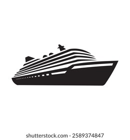 silhouette ship vector image in white background