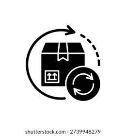 Silhouette shipping container with circular update symbol
