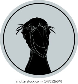 Silhouette Shoebill On Blue Circle Vector Stock Vector (Royalty Free ...