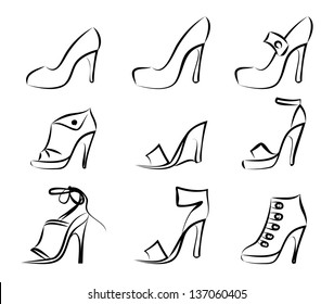 Silhouette of shoes. Sketches