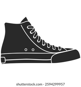 Silhouette shoes or sneakers icon Isolated on transparent. Fashion shoes for training running shoe