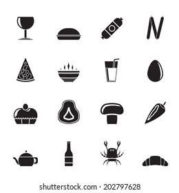 Silhouette shop, food and drink icons - vector icon set 2