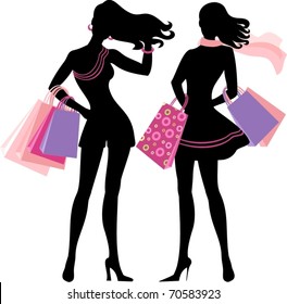 Silhouette of shopping girl