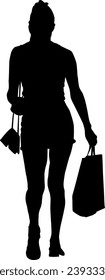 silhouette of shopping girl vector