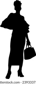 silhouette of shopping girl vector