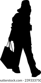 silhouette of shopping girl vector