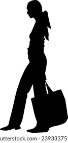 silhouette of shopping girl vector