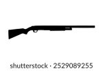 Silhouette of a shotgun on a white background, black silhouette of a shotgun