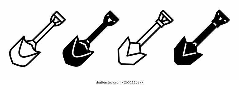 Silhueta da ilustração de ícone de pá no fundo branco. Ícone de pá definido para negócios. Vetor de estoque.