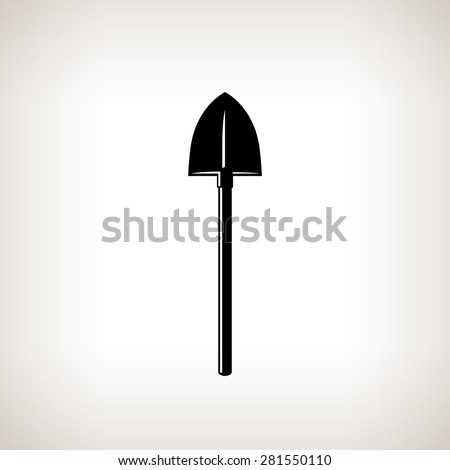 Silhouette of Shovel on a Light Background, a Tool for Digging,Black and White Vector Illustration