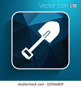 Silhouette shovel to work in the garden button logo symbol.