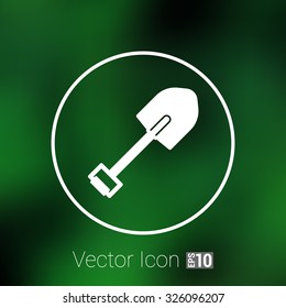 Silhouette shovel to work in the garden button logo symbol.