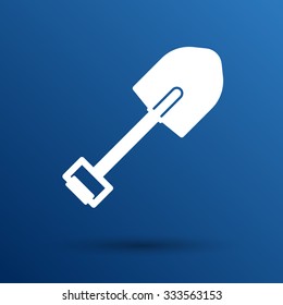 Silhouette shovel to work in the garden button logo symbol.