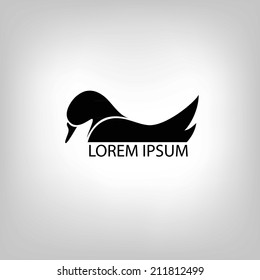 Silhouette shows the duck, icon, silhouette. Logo design for company.