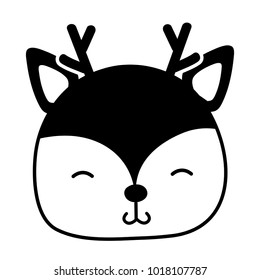 silhouette shy deer head wild animal