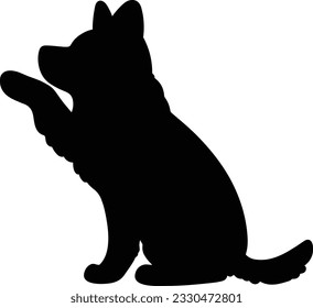 Silhouette of Siberian Husky shaking hands