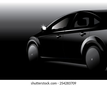 Silhouette side car. Vector illustration
