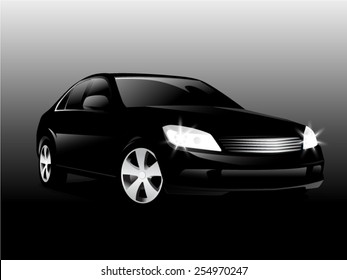 Silhouette side car. Vector illustration