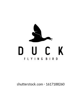 Silhouette of Side Flying up duck, goose, swan logo design.