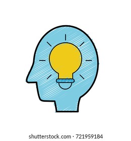 silhouette side man with bulb idea