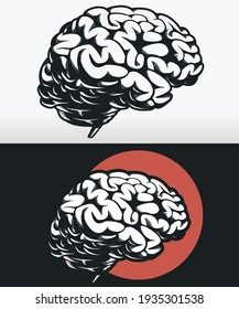 Silhouette side profile brain outline black