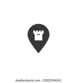 silhouette sign maps of castle logo design vector illustration. flat castle maps iconic logo business vector design template isolated on white