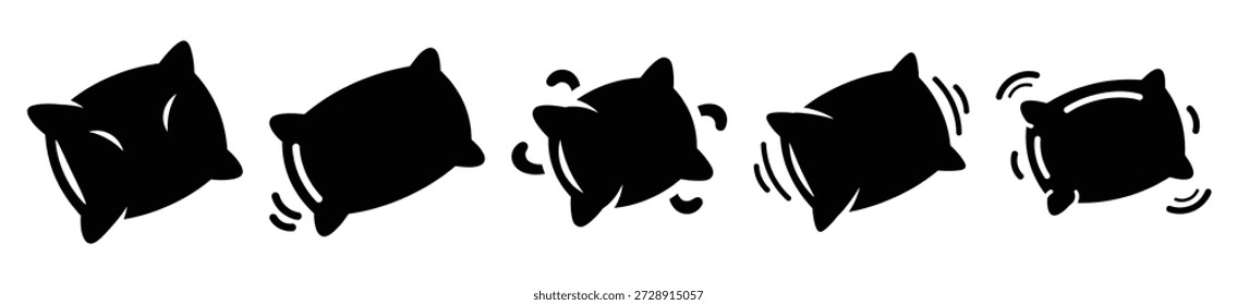 Silhouette of silly bouncing pillow vector icon set. Funny silhouette design vector stock illustration