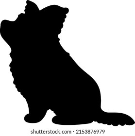 Silhouette of simple and adorable Yorkshire Terrier sitting in side view