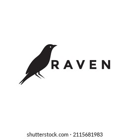 silhouette simple black raven bird logo design, vector graphic symbol icon sign illustration