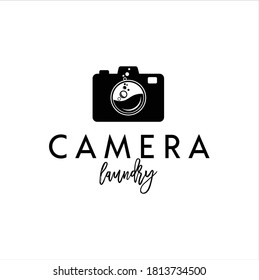 Silhouette Simple Camera Frame with Water Isolated and Bubble Balloon for Photographer Laundry Logo Design Inspiration