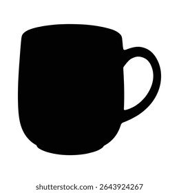 Silhouette of a simple coffee mug or cup in black color on white background