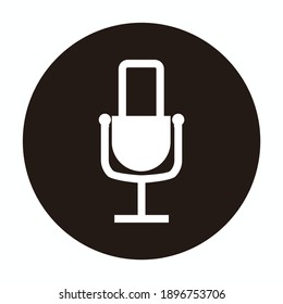 silhouette of simple line art microphone  - line art microphone for broadcast or podcast simple line art microphone logo or icon isolated on bleck circle