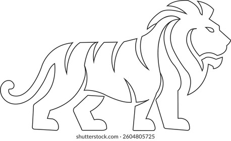 Silhouette simple lion outline vector